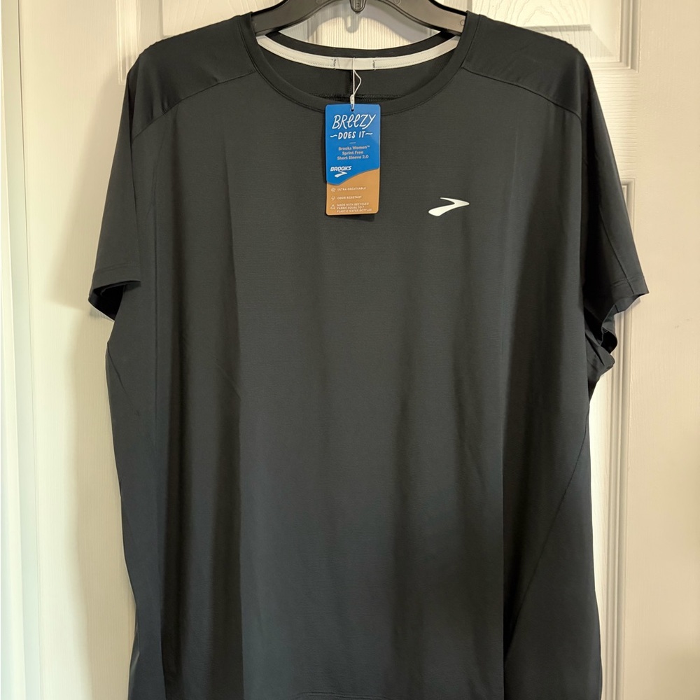 BNWT BROOKS WOMEN'S SPRINT FREE SHORT SLEEVE 2.0 T-SHIRT BLACK US SIZE XXL - Picture 14 of 14